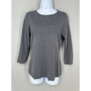 J McLaughlin Top Womens XS Gray Silk Cotton Crew Solid Tee Minimalist